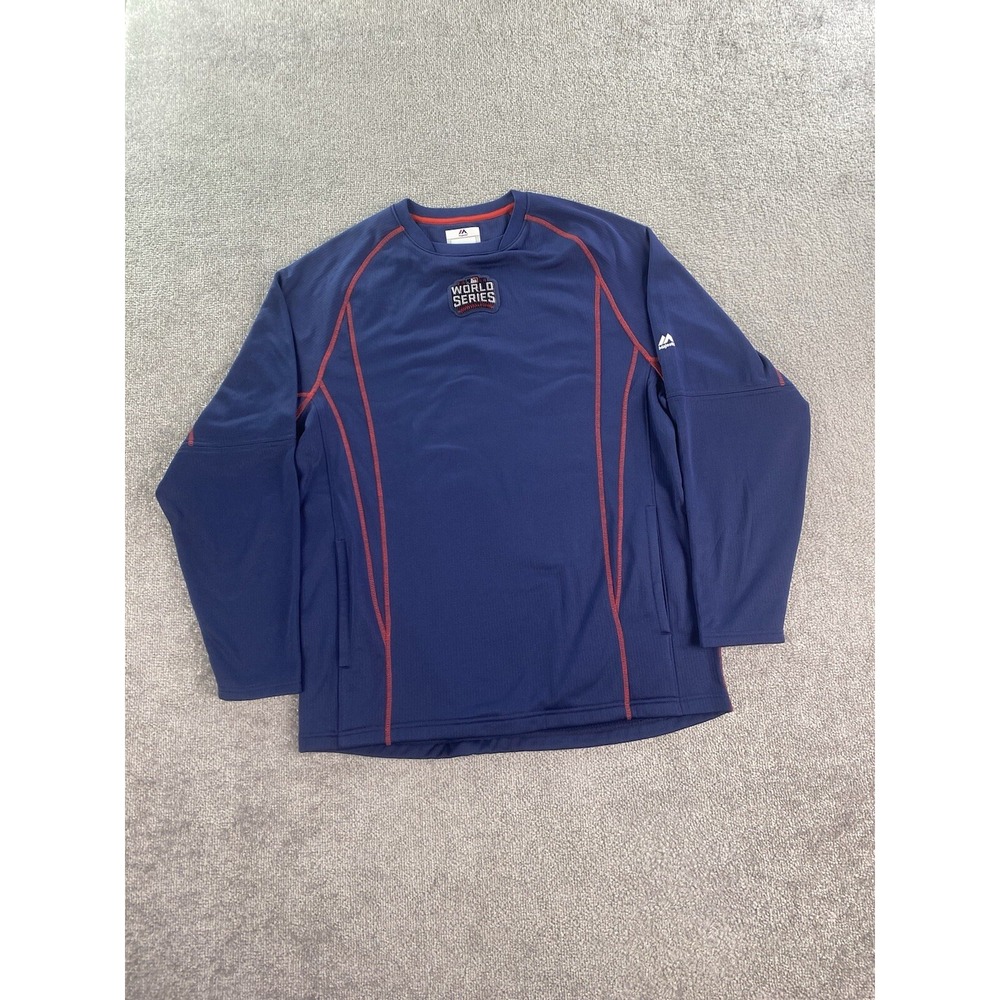 Majestic Shirt Mens Medium Blue Authentic World Series 2016 Logo MLB Therma Base